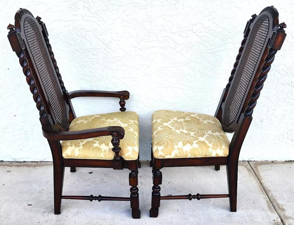 Set of 10 Lexington Dining Chairs Barley Twist Cane In Good Condition In Lake Worth, FL