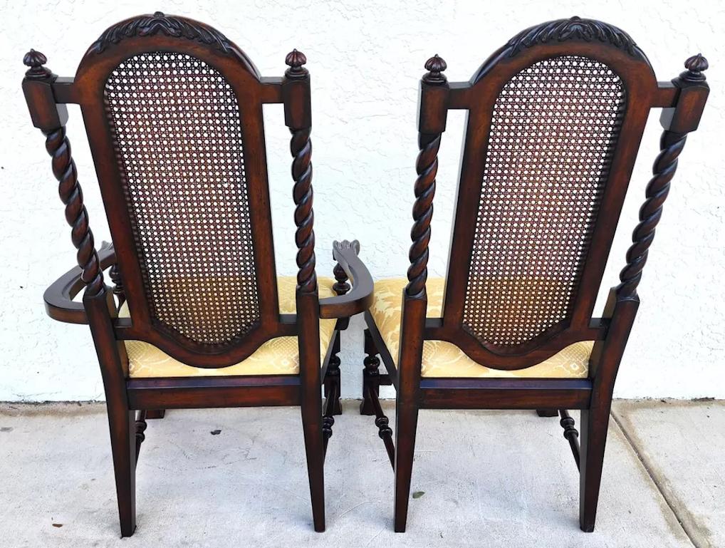 Late 20th Century Set of 10 Lexington Dining Chairs Barley Twist Cane