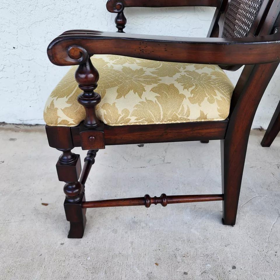 Damask Set of 10 Lexington Dining Chairs Barley Twist Cane