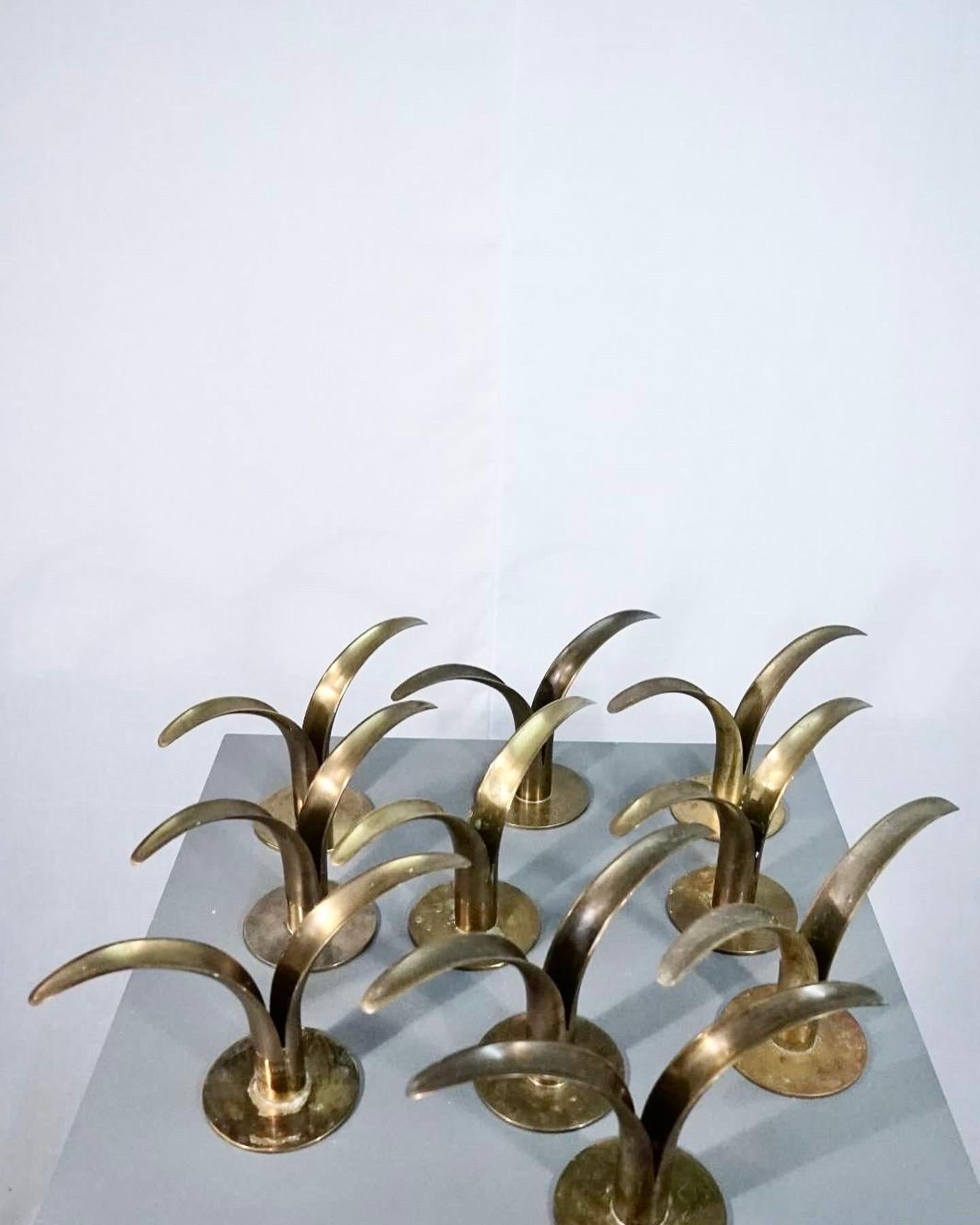 Mid-20th Century Set of 10 lily candle holders designed by Ivar Ålenius Björk for Ystad Metal For Sale