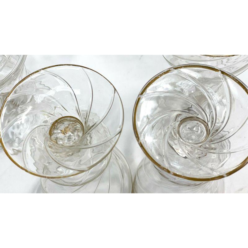 19th Century Set of 10 Lobmeyr Germany Swirled Glass Water Goblets, Gilt Rims, circa 1900