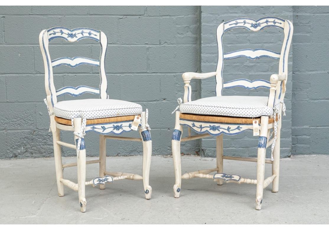 Set of 10 Louis XV Provincial French Style Painted Dining Chairs 9