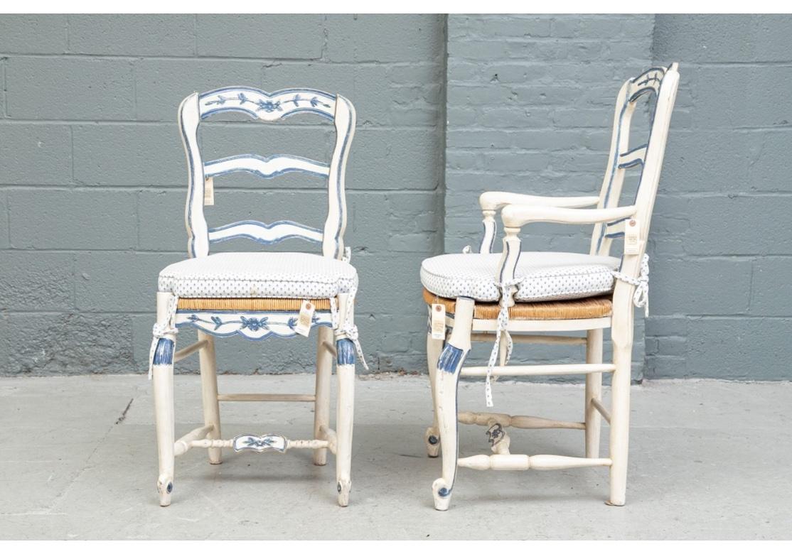 Set of 10 Louis XV Provincial French Style Painted Dining Chairs 3