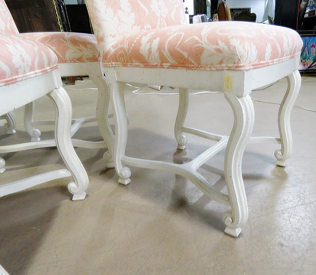 Set of 10 Distressed Painted French Mutton Leg Style Dining Side Chairs For Sale 2