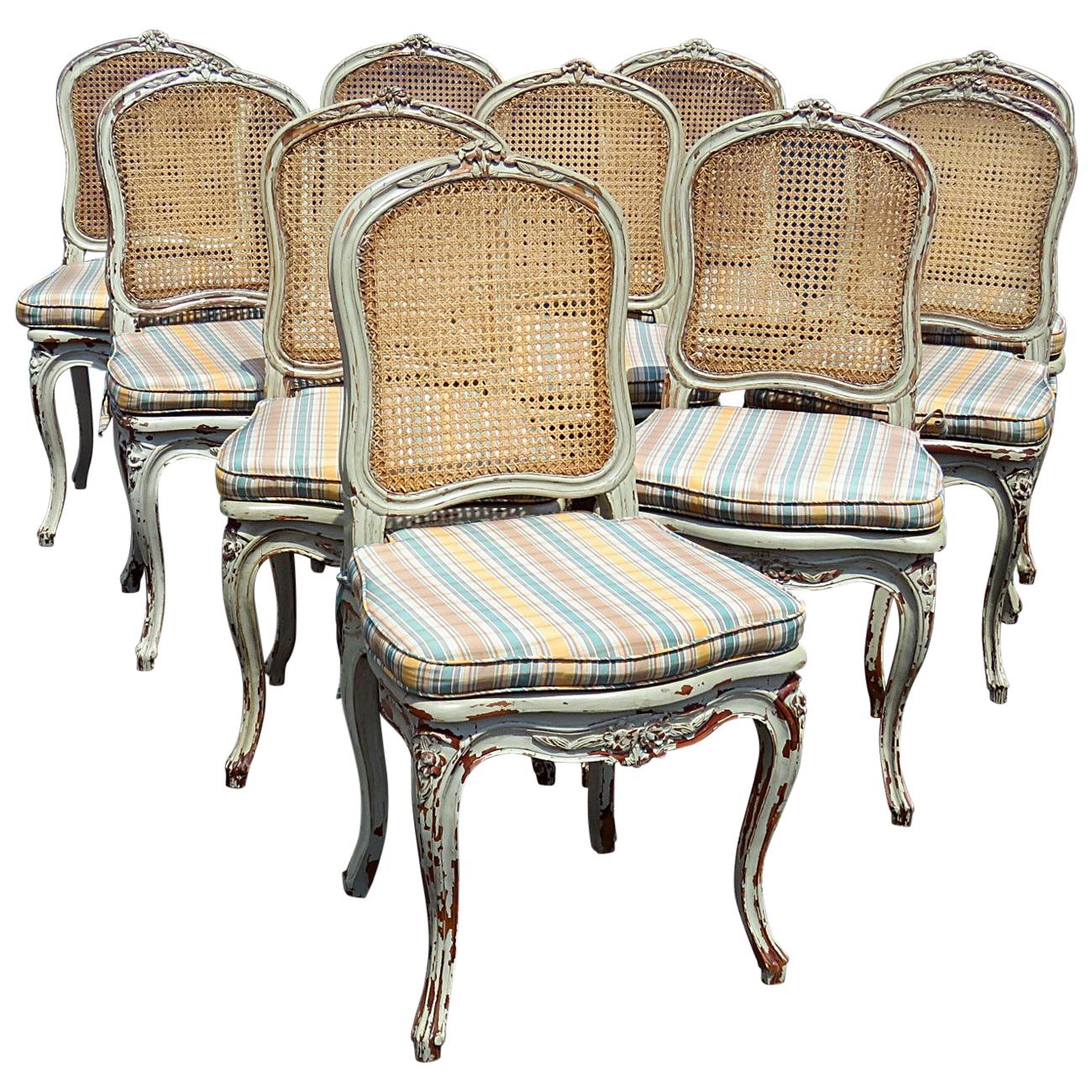 Set of 10 Louis XV Style Dining Side Chairs
