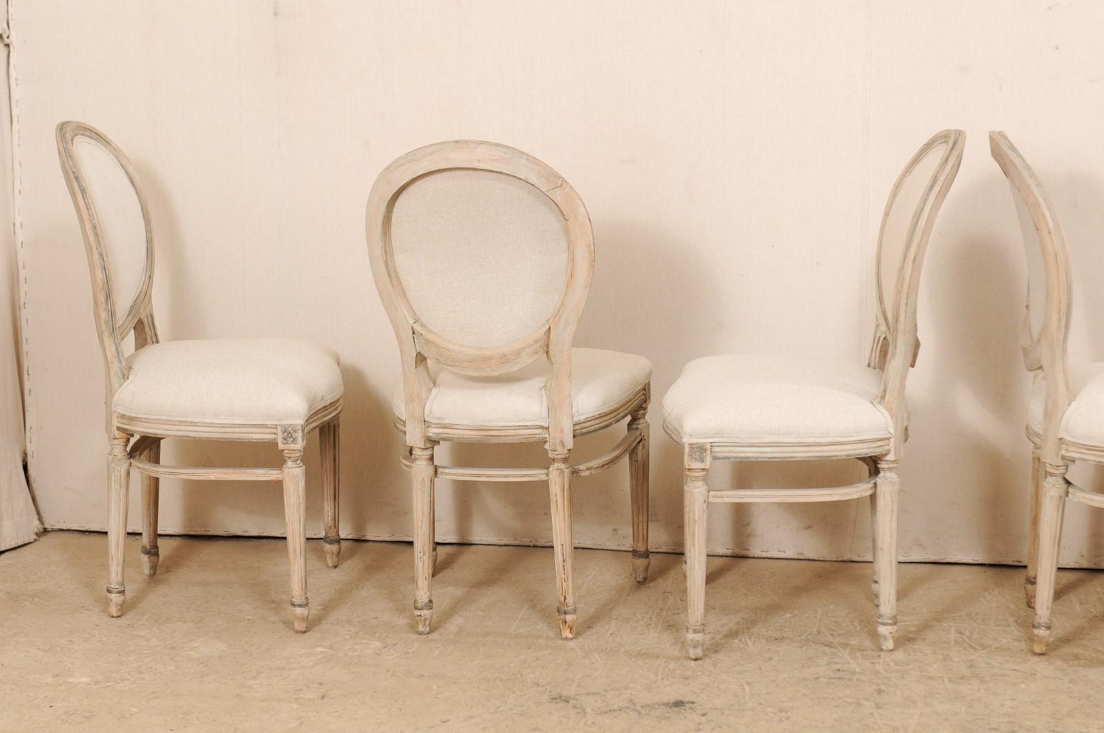 Set of 10 Louis XVI Style Upholstered and Carved Wood Oval-Backed Dining Chairs 3