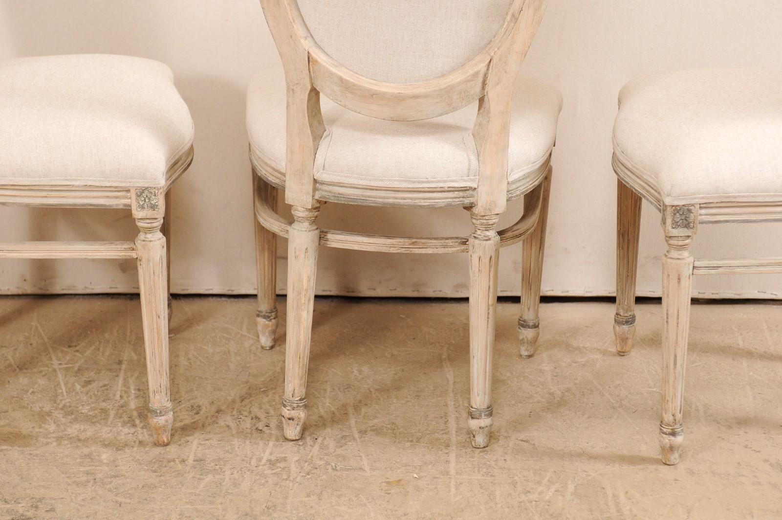 Set of 10 Louis XVI Style Upholstered and Carved Wood Oval-Backed Dining Chairs 2