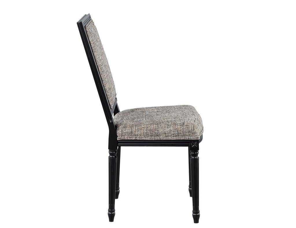 Set of 10 Louis XVI Style Black Dining Chairs by Carrocel in vendita 3