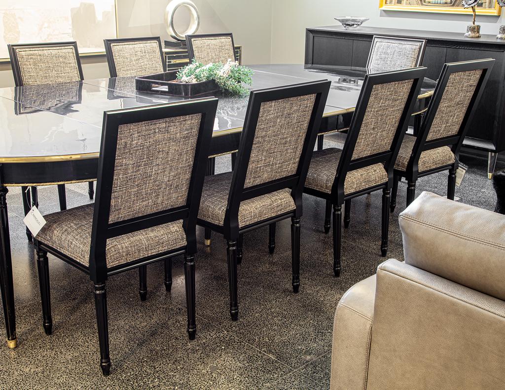 Set of 10 Louis XVI Style Black Dining Chairs by Carrocel in vendita 11