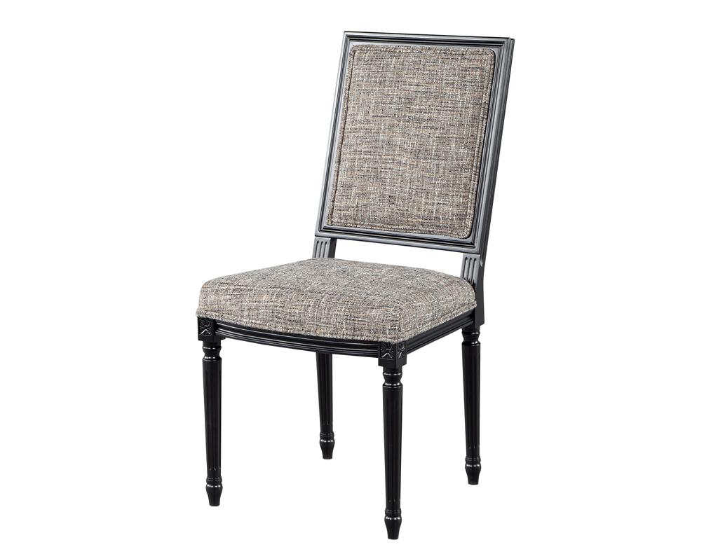 Luigi XVI Set of 10 Louis XVI Style Black Dining Chairs by Carrocel in vendita