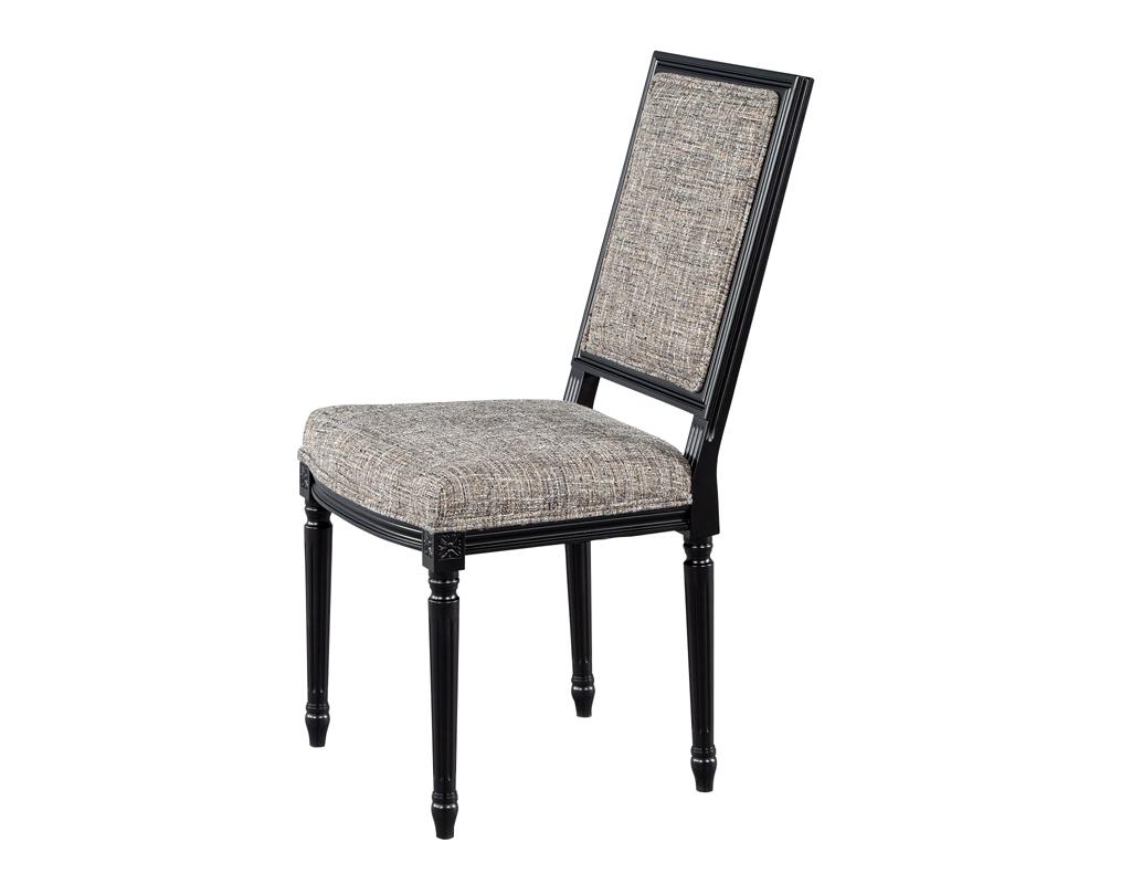 Italiano Set of 10 Louis XVI Style Black Dining Chairs by Carrocel in vendita
