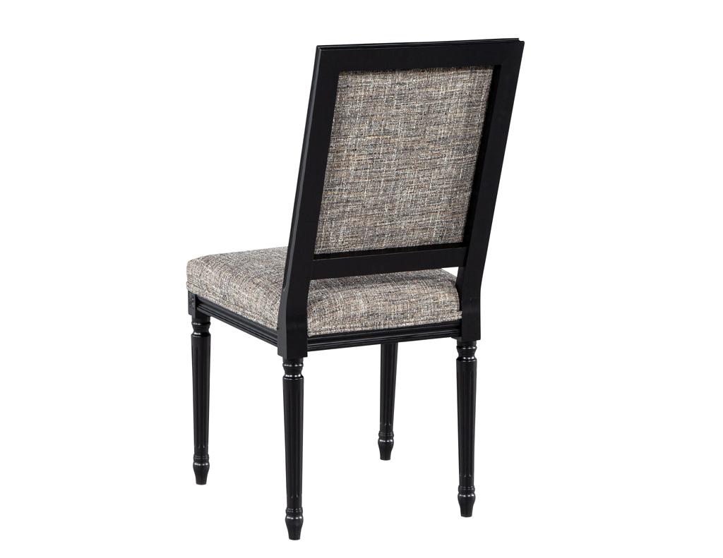 Tessuto Set of 10 Louis XVI Style Black Dining Chairs by Carrocel in vendita