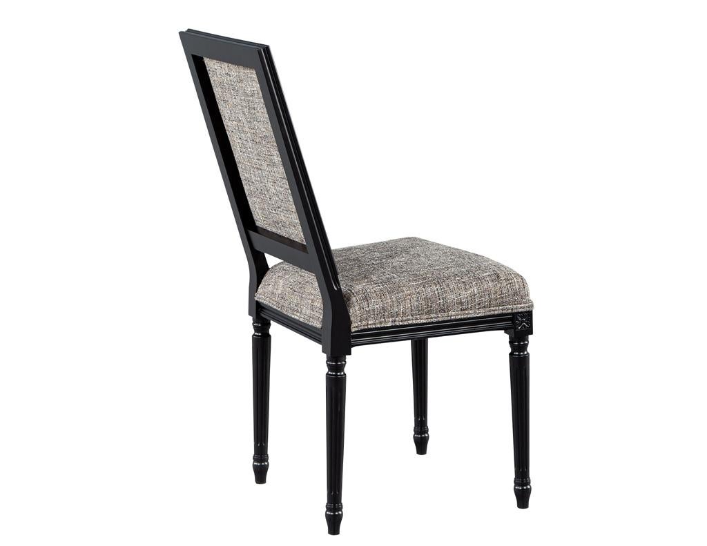 Set of 10 Louis XVI Style Black Dining Chairs by Carrocel in vendita 2