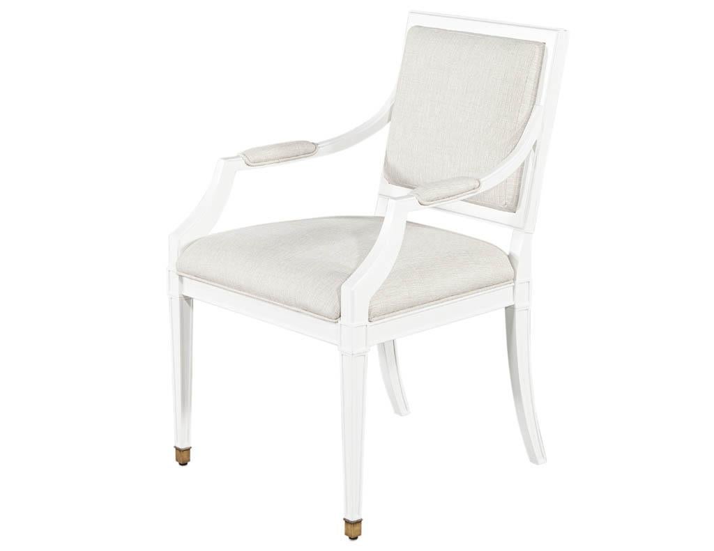 American Set of 10 Louis XVI Style Cream Dining Chairs
