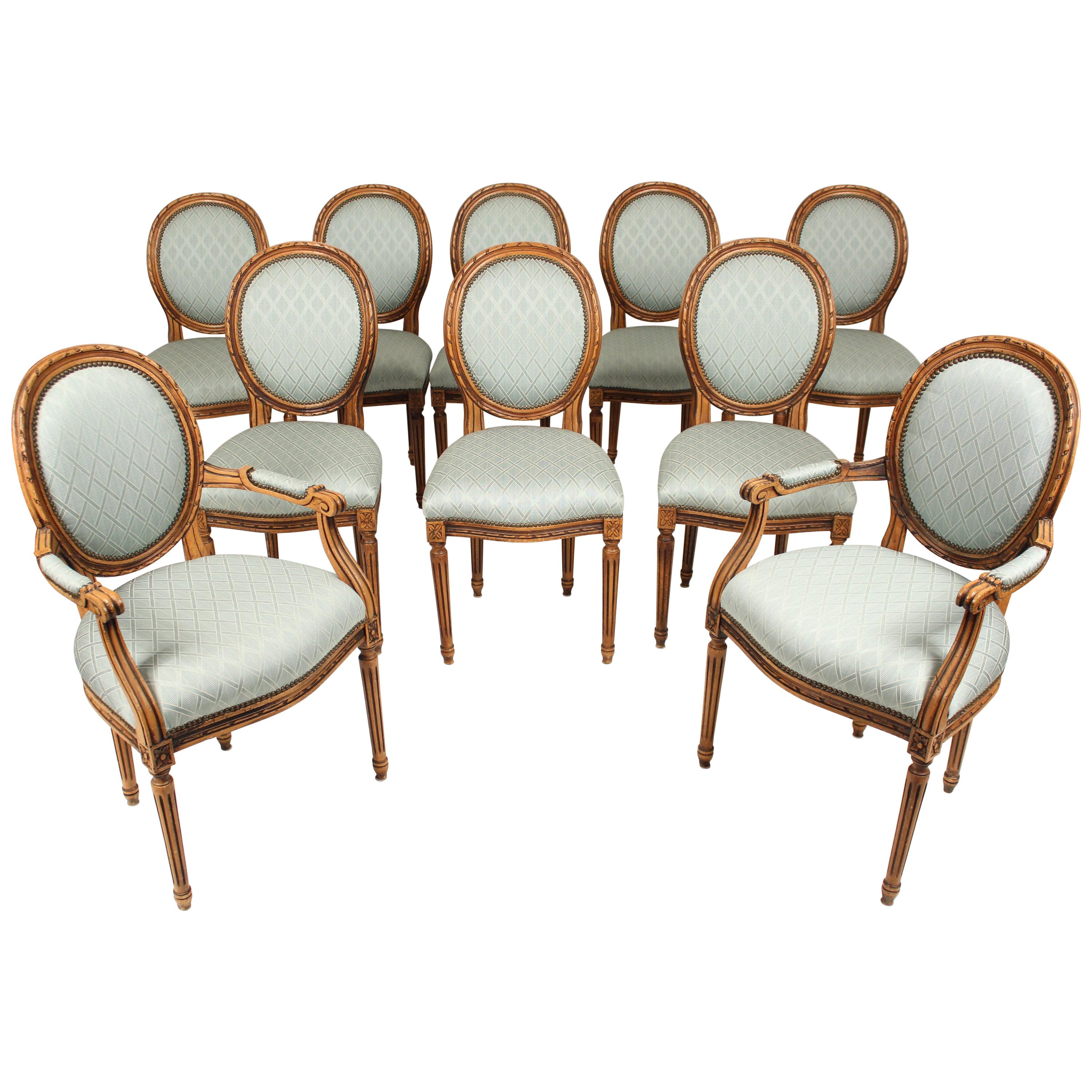 Set of 10 Louis XVI Style Dining Room Chairs