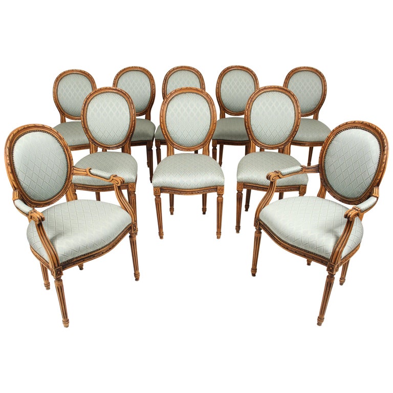 Set of 10 Louis XVI Style Dining Room Chairs at 1stDibs