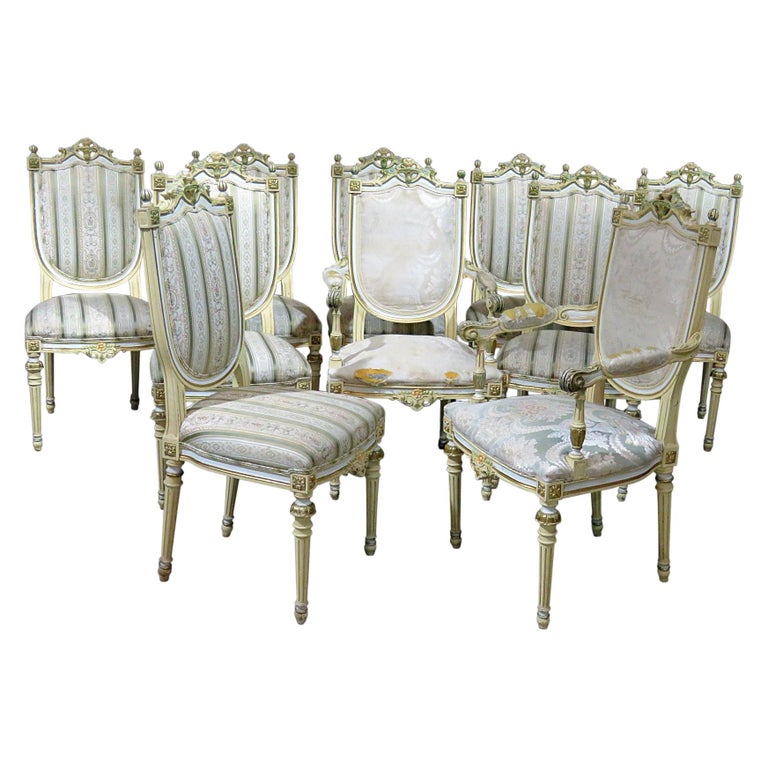 Set of 10 Louis XVI Style Dining Room Chairs For Sale at 1stDibs