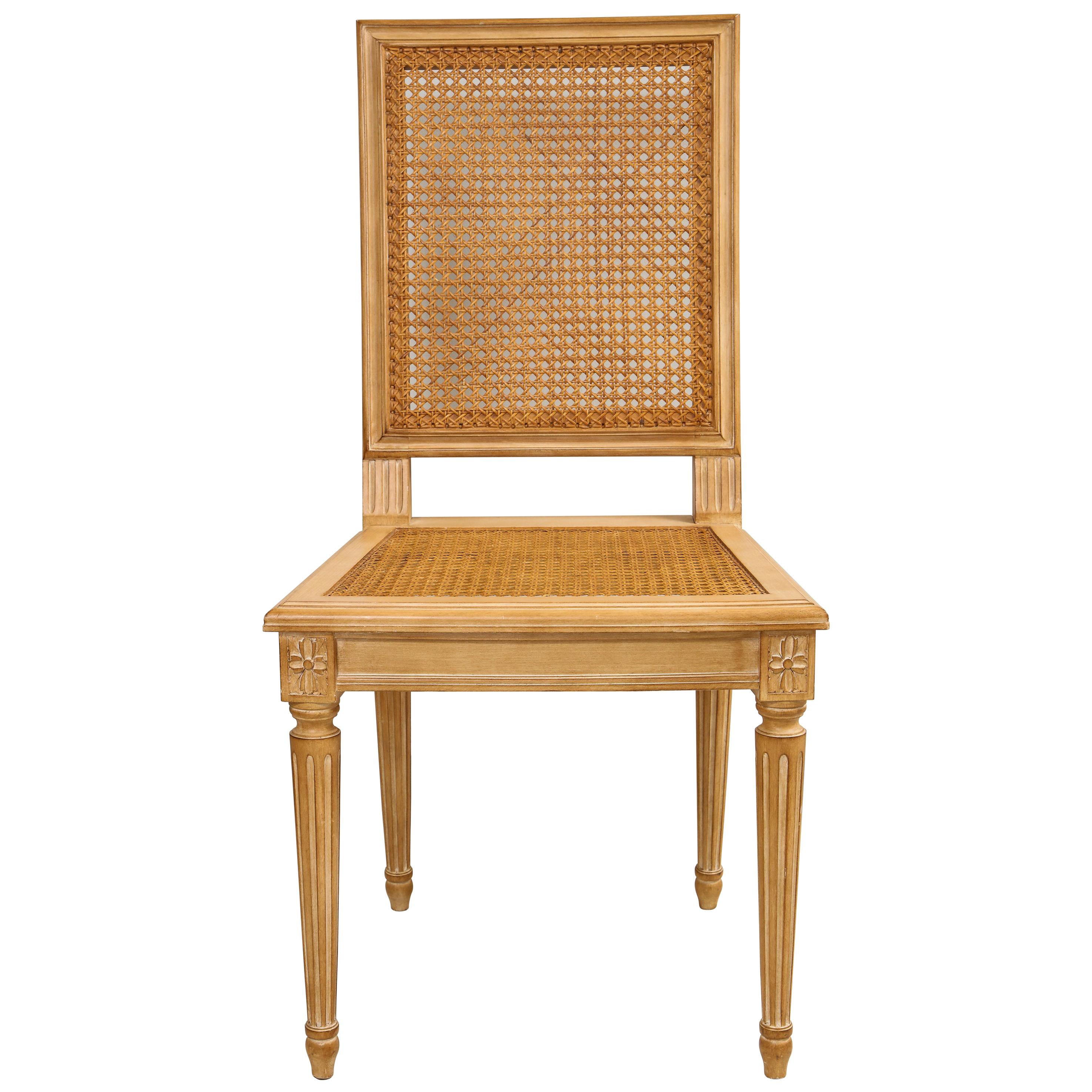 Set of 10 French Gilded Cane Louis XV Style Dining Room Chairs For Sale