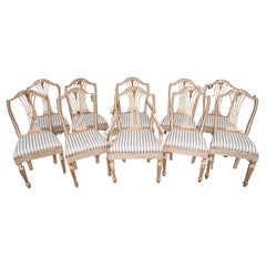 Antique Set of 10 Louis XVI Style Painted and Gilded Chairs
