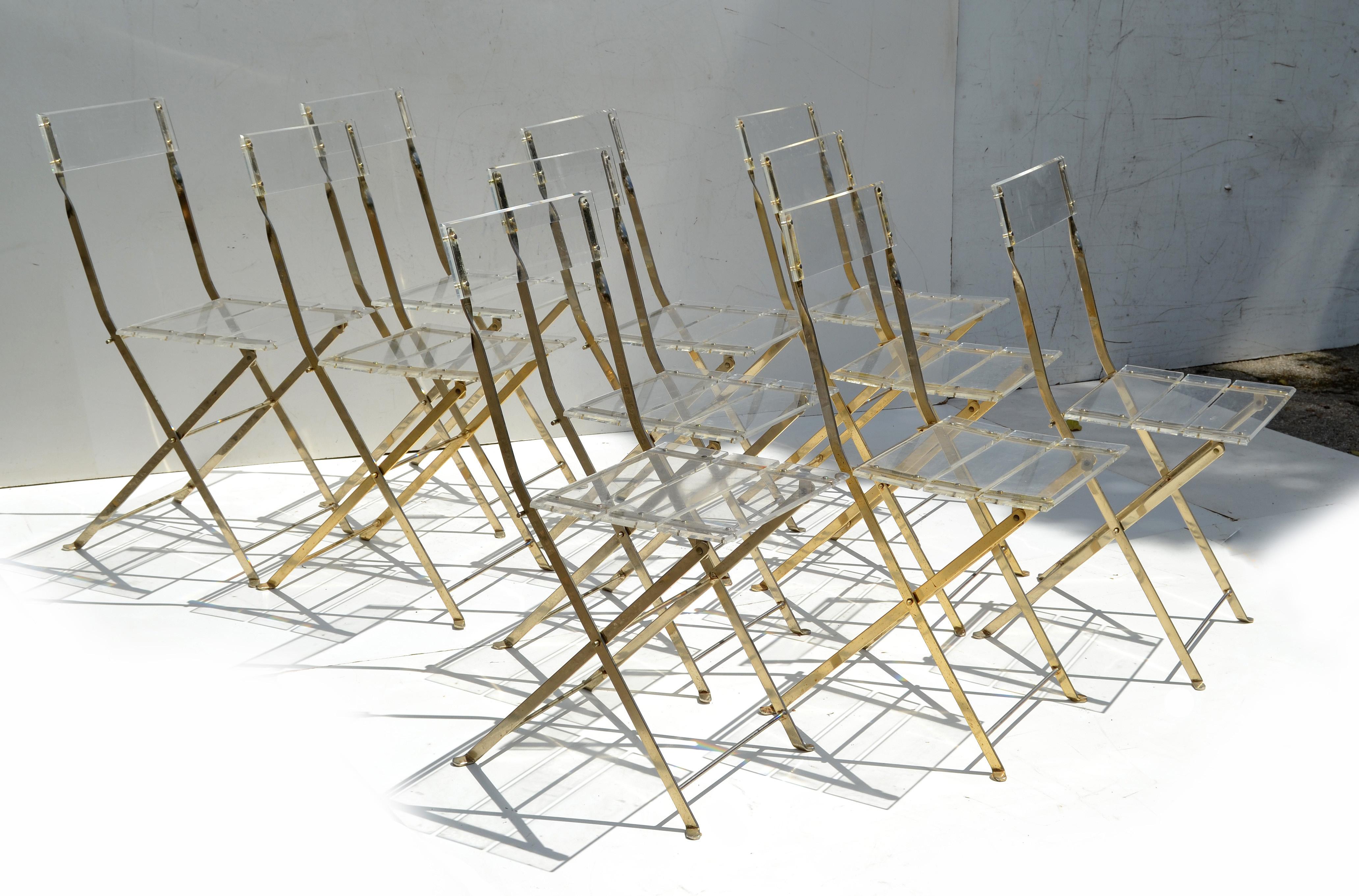 Mid-Century Modern Set of 10 Lucite Folding Chairs by Yonel Lebovici for Marais International 1970