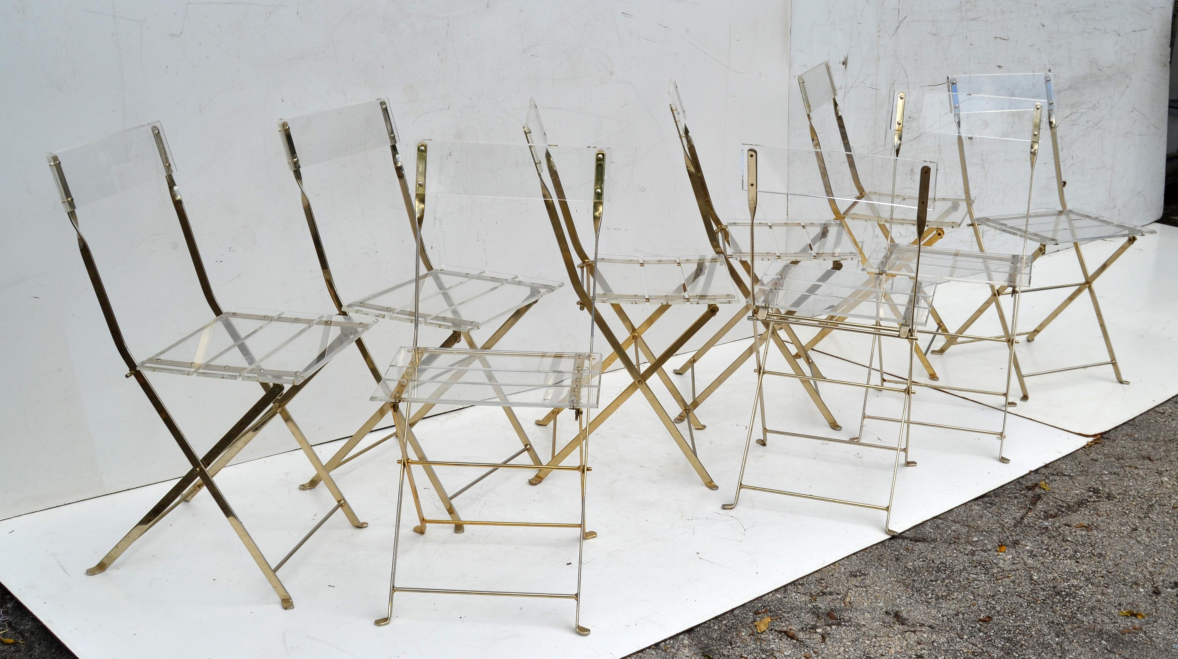 French Set of 10 Lucite Folding Chairs by Yonel Lebovici for Marais International 1970
