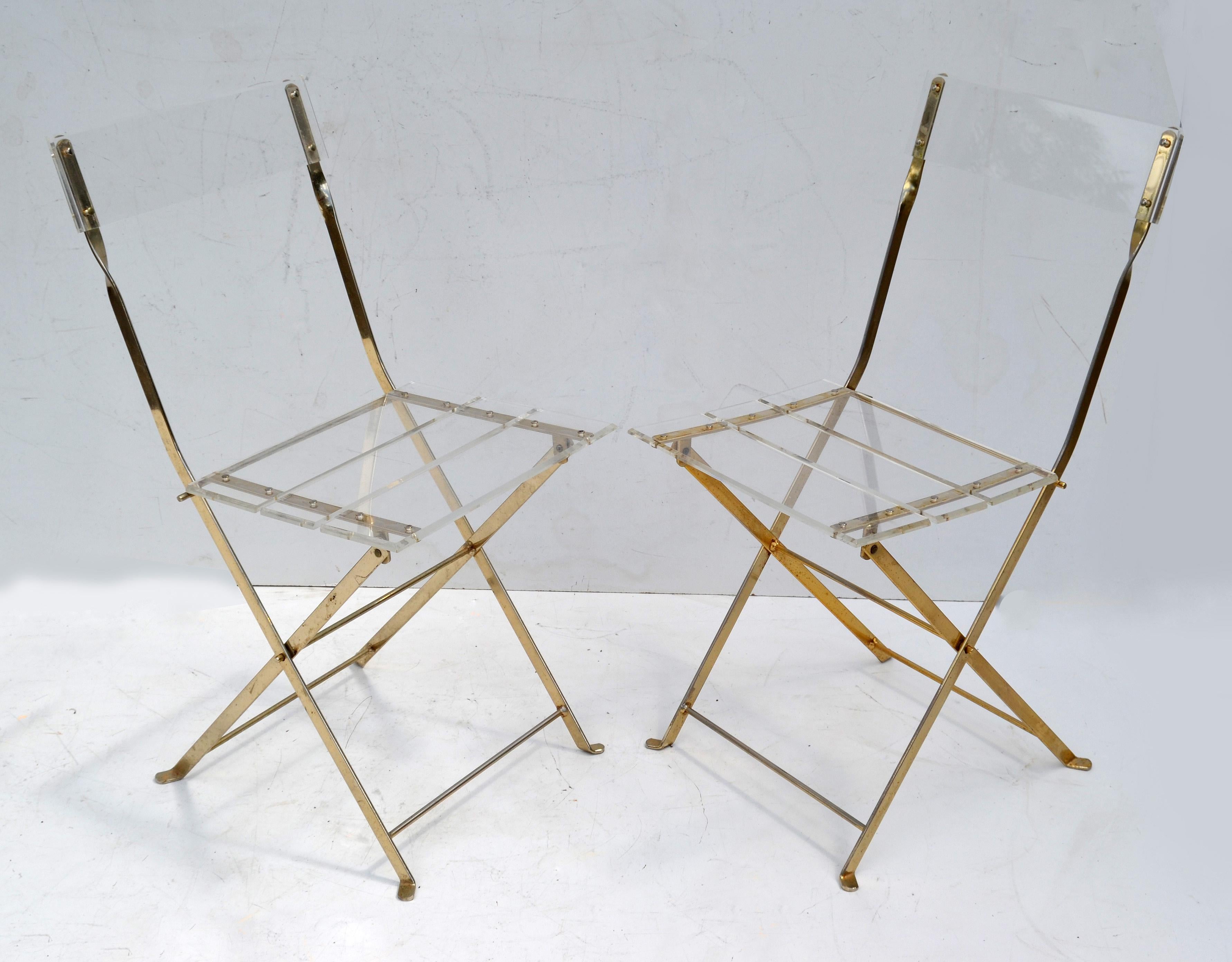 Steel Set of 10 Lucite Folding Chairs by Yonel Lebovici for Marais International 1970