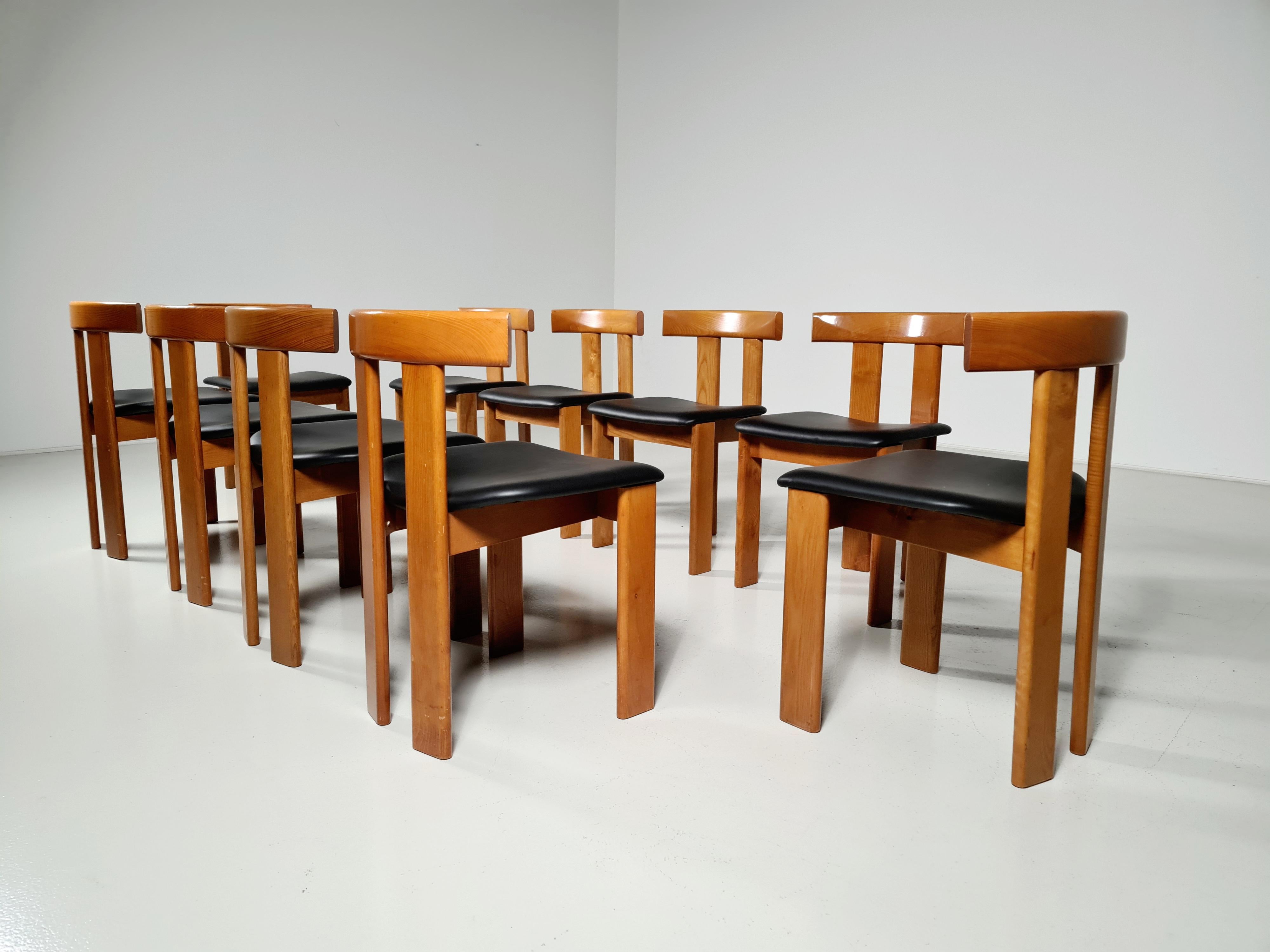 Mid-Century Modern Set of 10 Luigi Vaghi Dining Chairs for Former, Italy, 1960s
