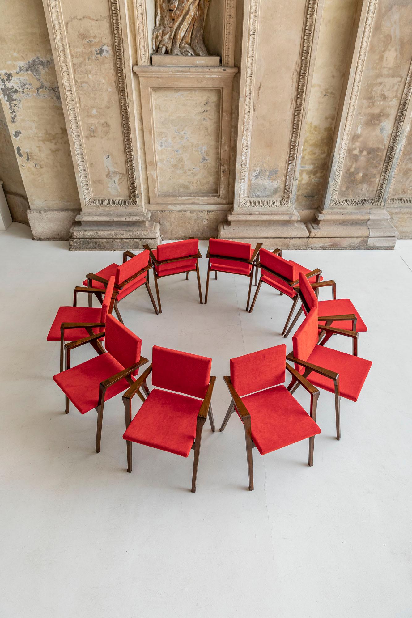 Mid-20th Century Set of 10 Luisa Chairs by Franco Albini