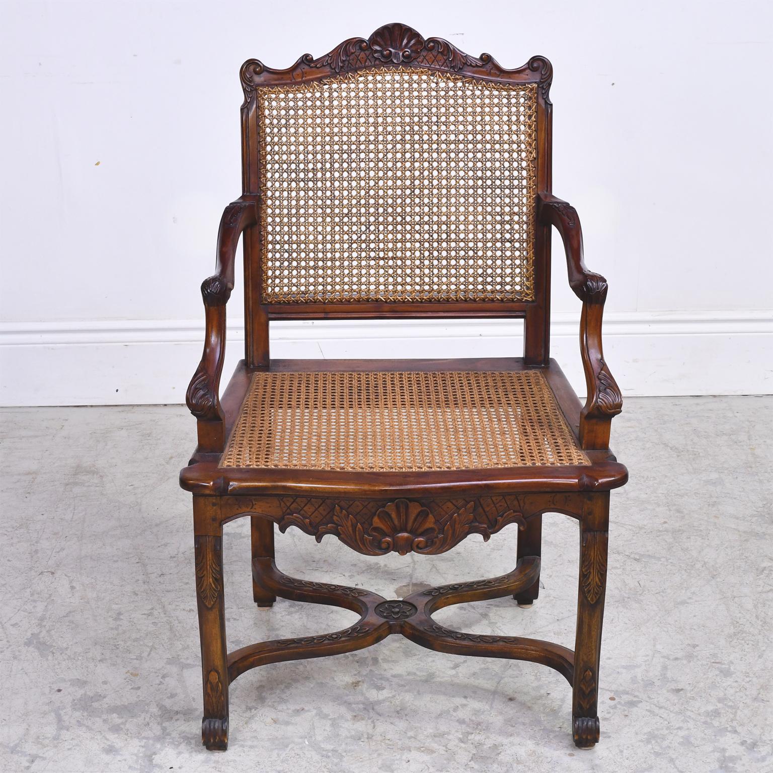 Louis XVI Set of 10 LXVI Chairs with Pair of Arms and 8 Side Chairs, Caned Seat and Back
