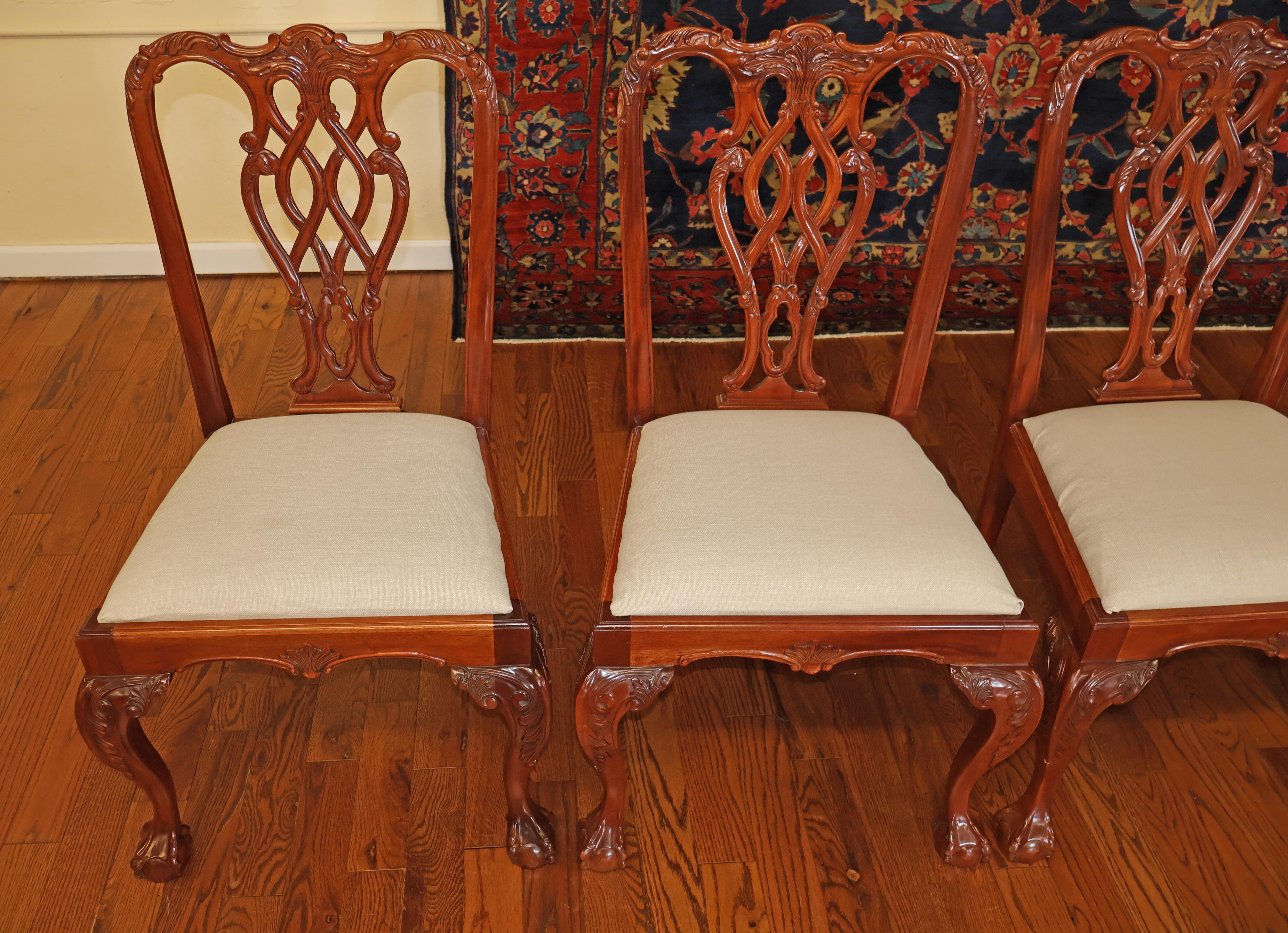 Set of 10 Mahogany Chippendale Style Ball & Claw Foot Dining Chairs For Sale 5
