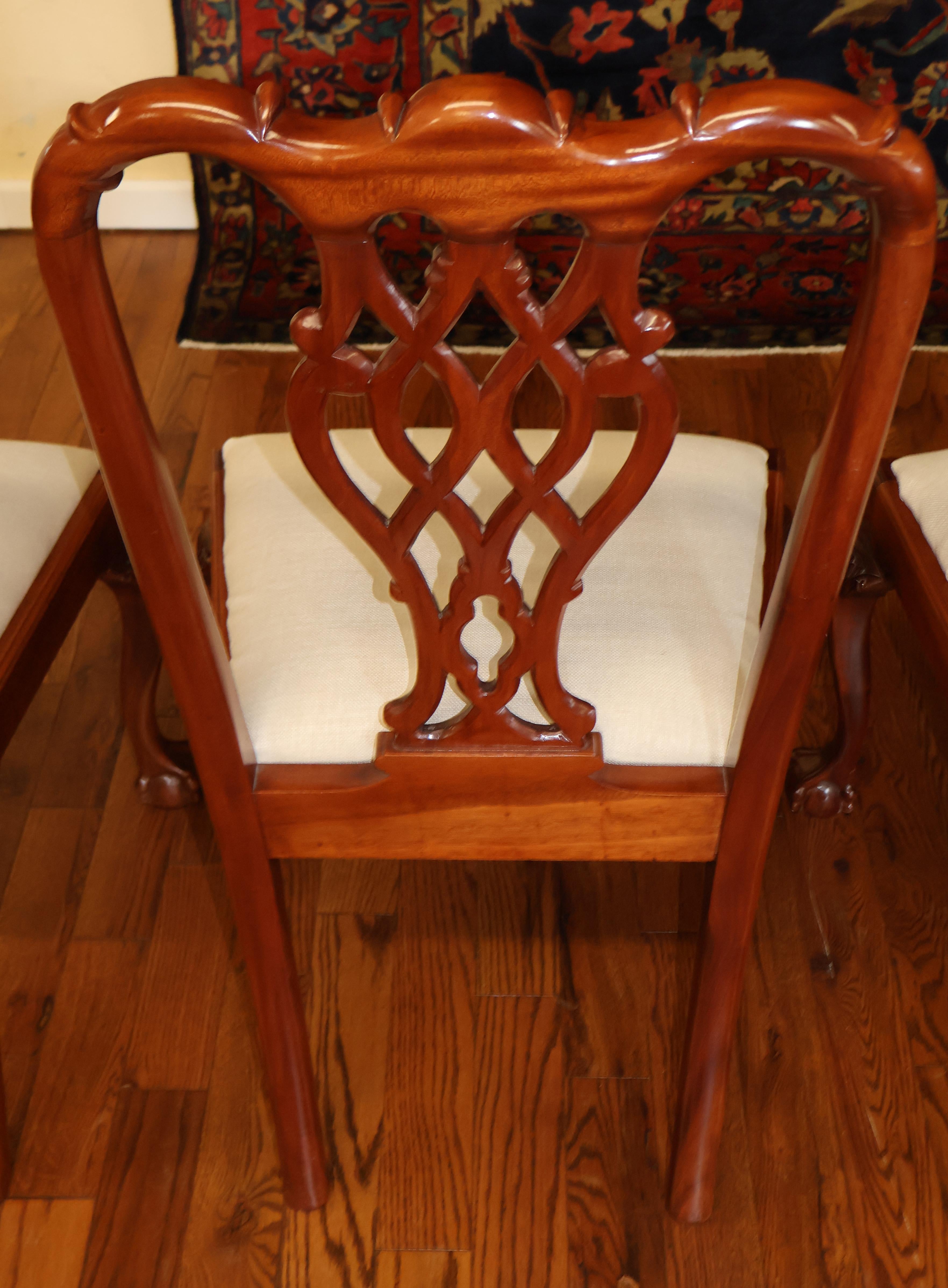 Set of 10 Mahogany Chippendale Style Ball & Claw Foot Dining Chairs For Sale 11