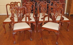Set of 10 Mahogany Chippendale Style Ball & Claw Foot Dining Chairs