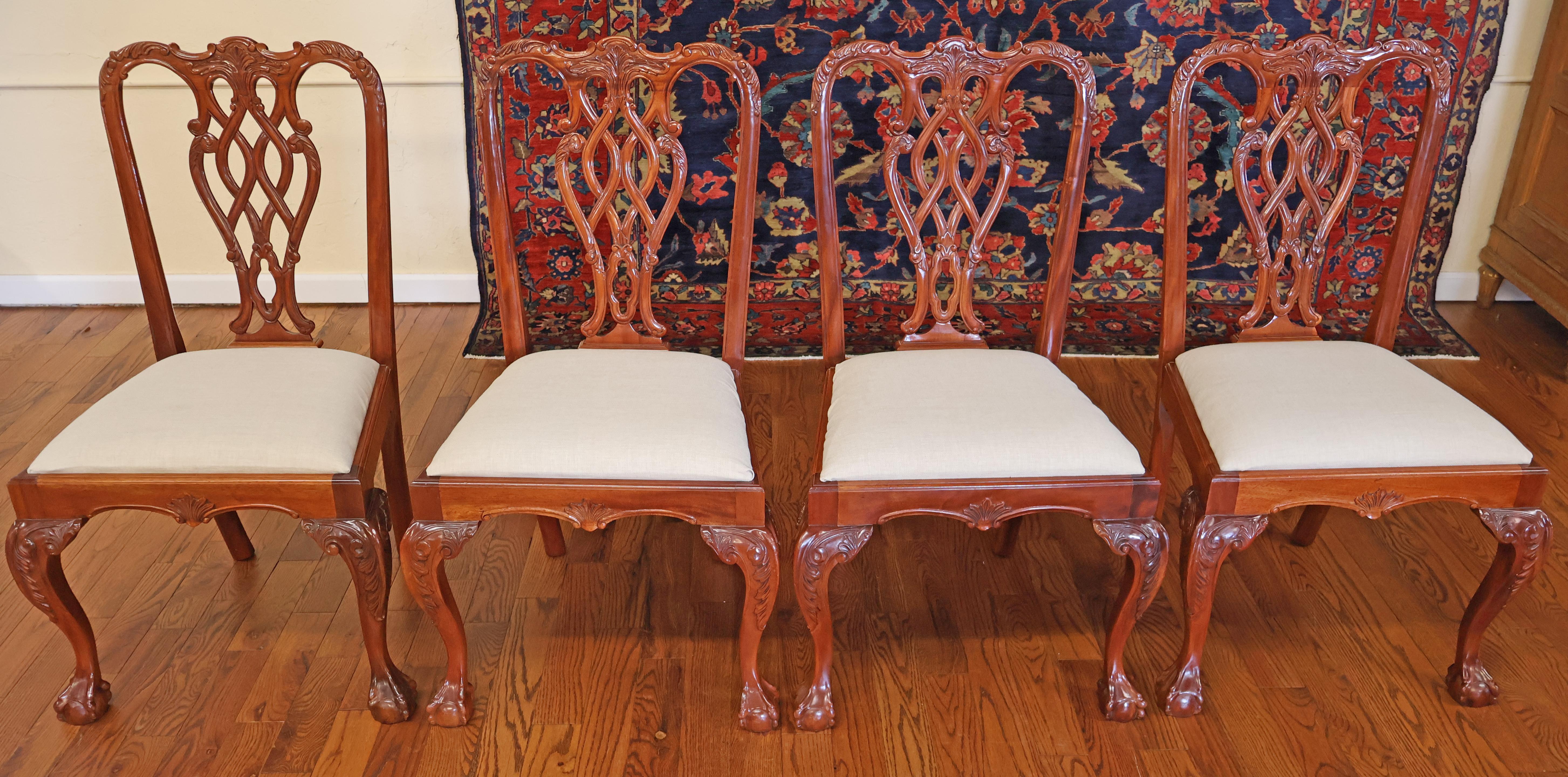 Set of 10 Mahogany Chippendale Style Ball & Claw Foot Dining Chairs For Sale 3