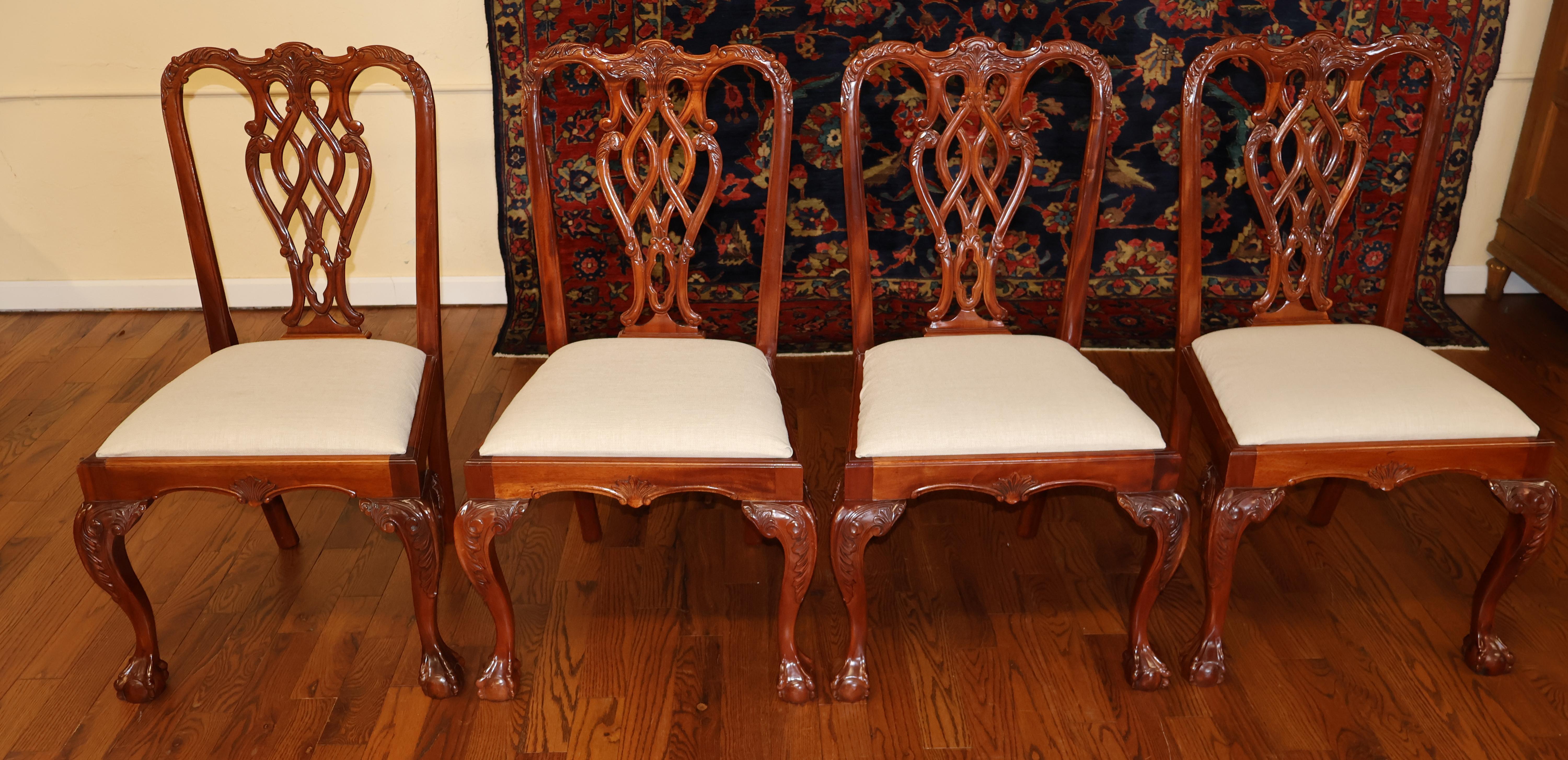Set of 10 Mahogany Chippendale Style Ball & Claw Foot Dining Chairs For Sale 4