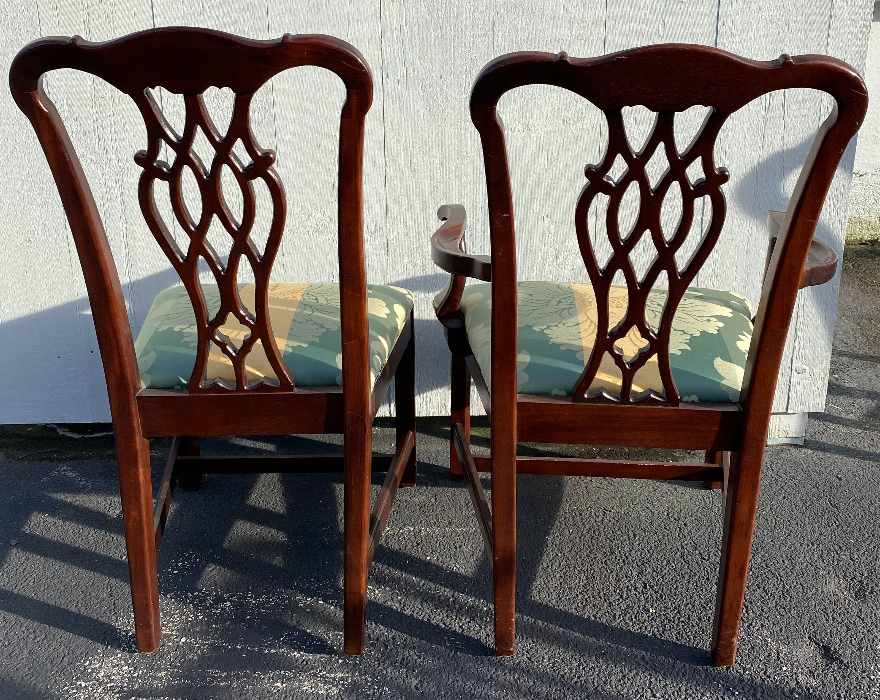 Set of 10 Mahogany Chippendale Style Dining Chairs 3