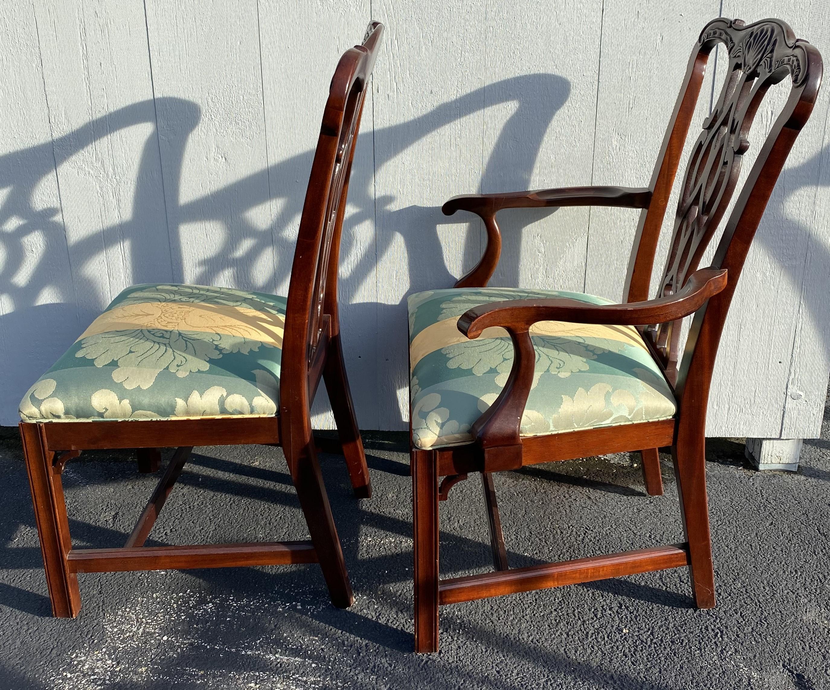 Set of 10 Mahogany Chippendale Style Dining Chairs 4