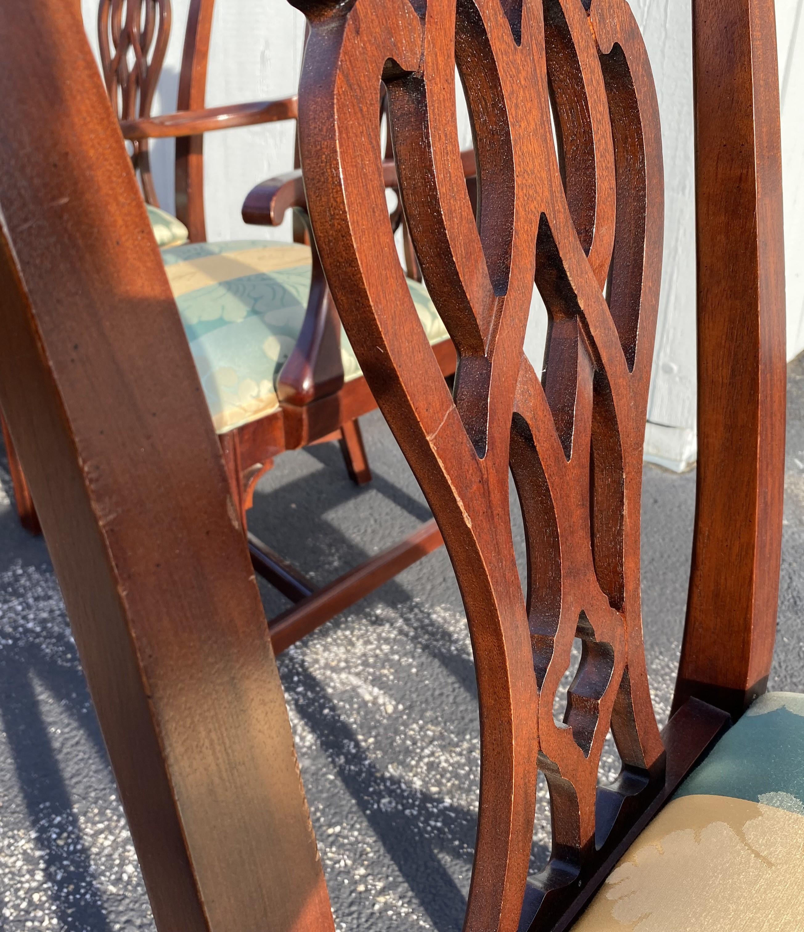 Set of 10 Mahogany Chippendale Style Dining Chairs 7