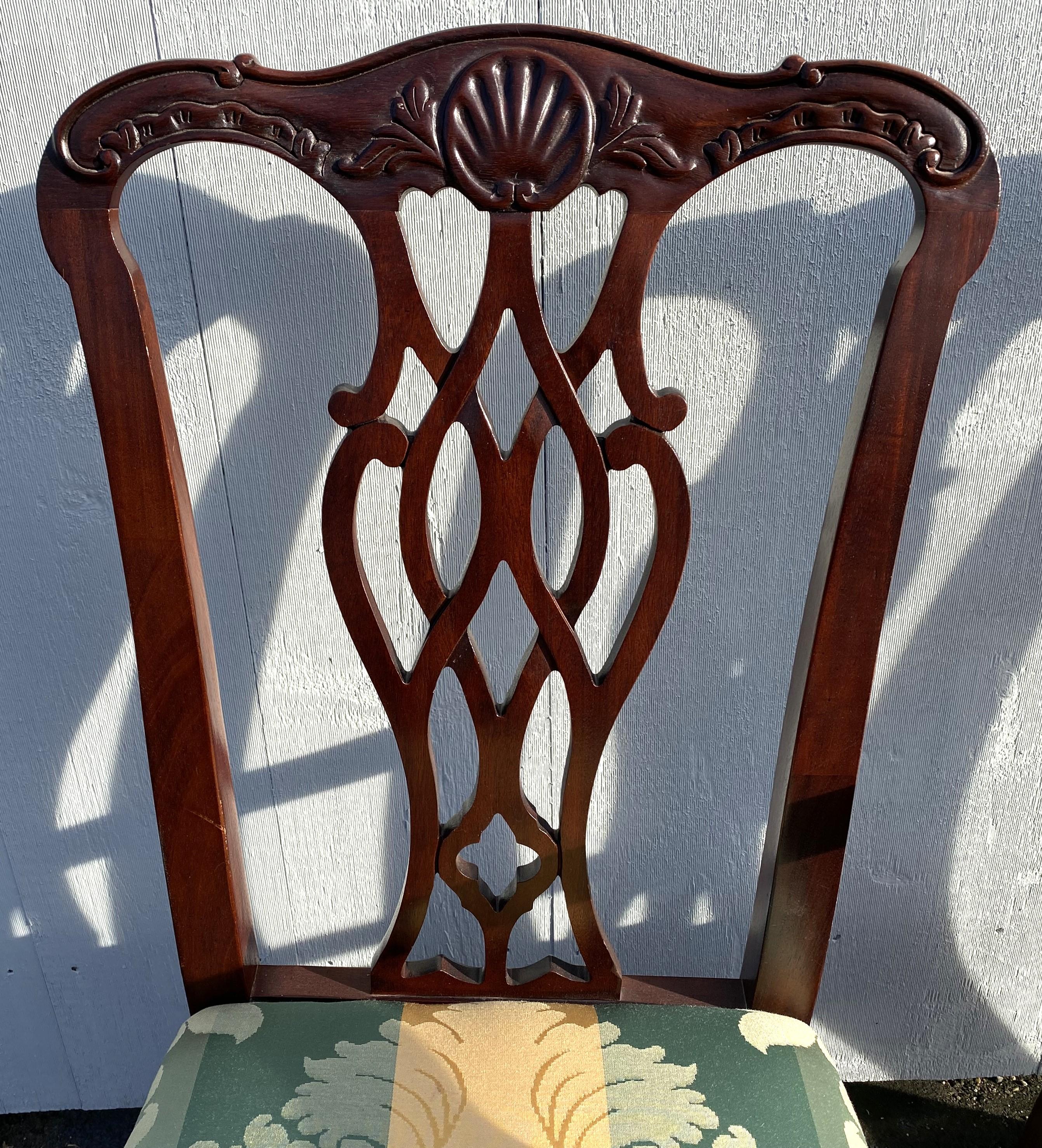 Upholstery Set of 10 Mahogany Chippendale Style Dining Chairs