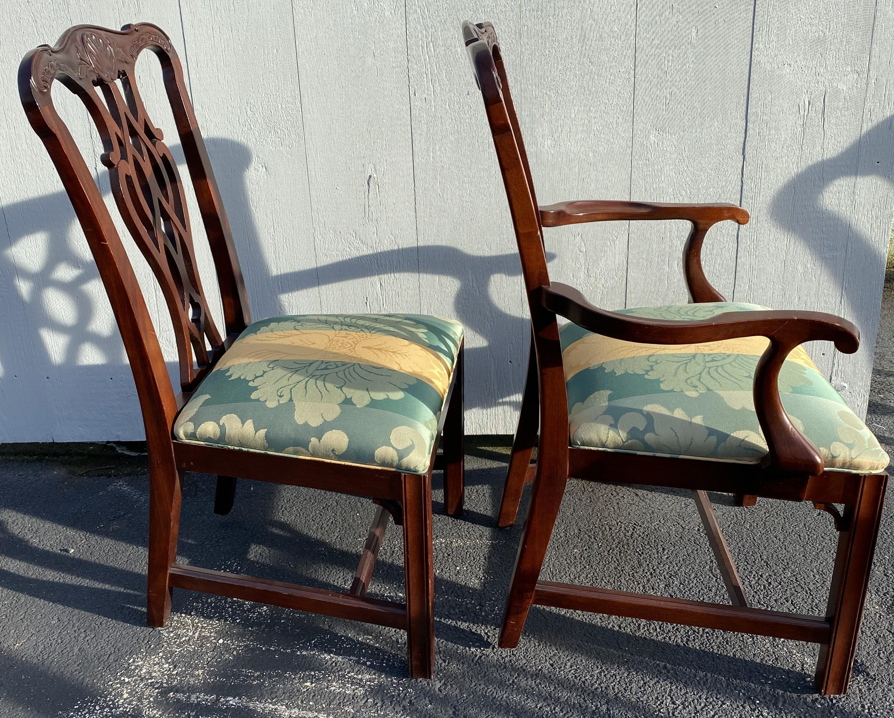 Set of 10 Mahogany Chippendale Style Dining Chairs 2