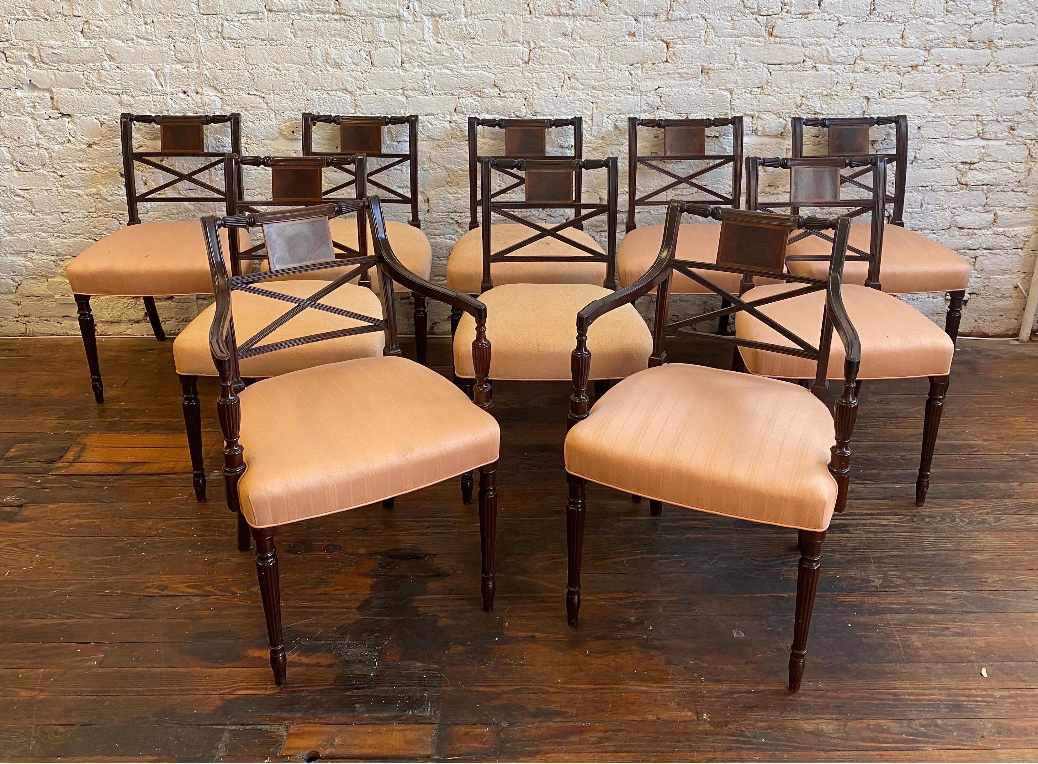 English Set of 10 Mahogany Dining Chairs