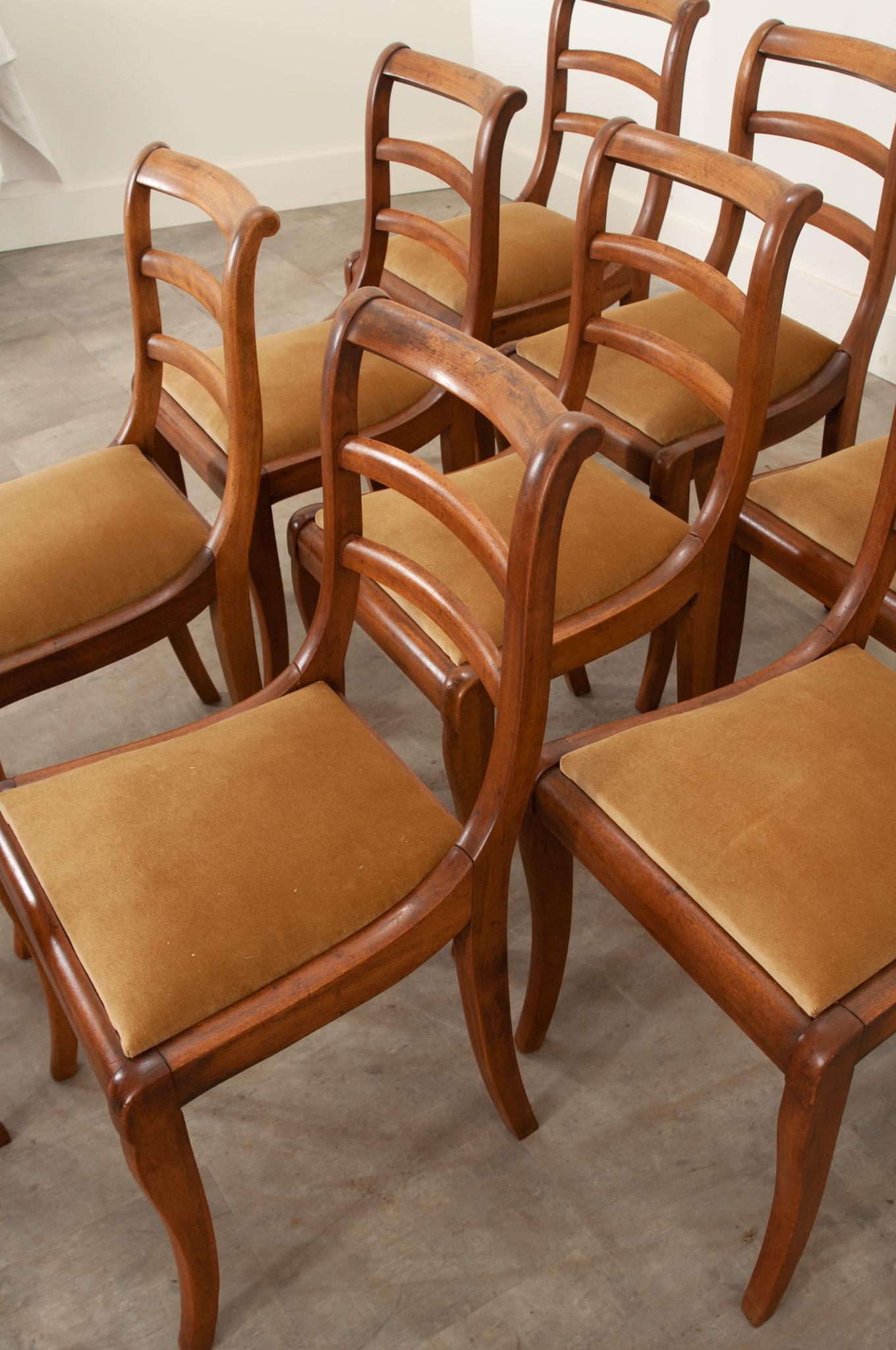 Patinated Set of 10 Mahogany Dining Chairs