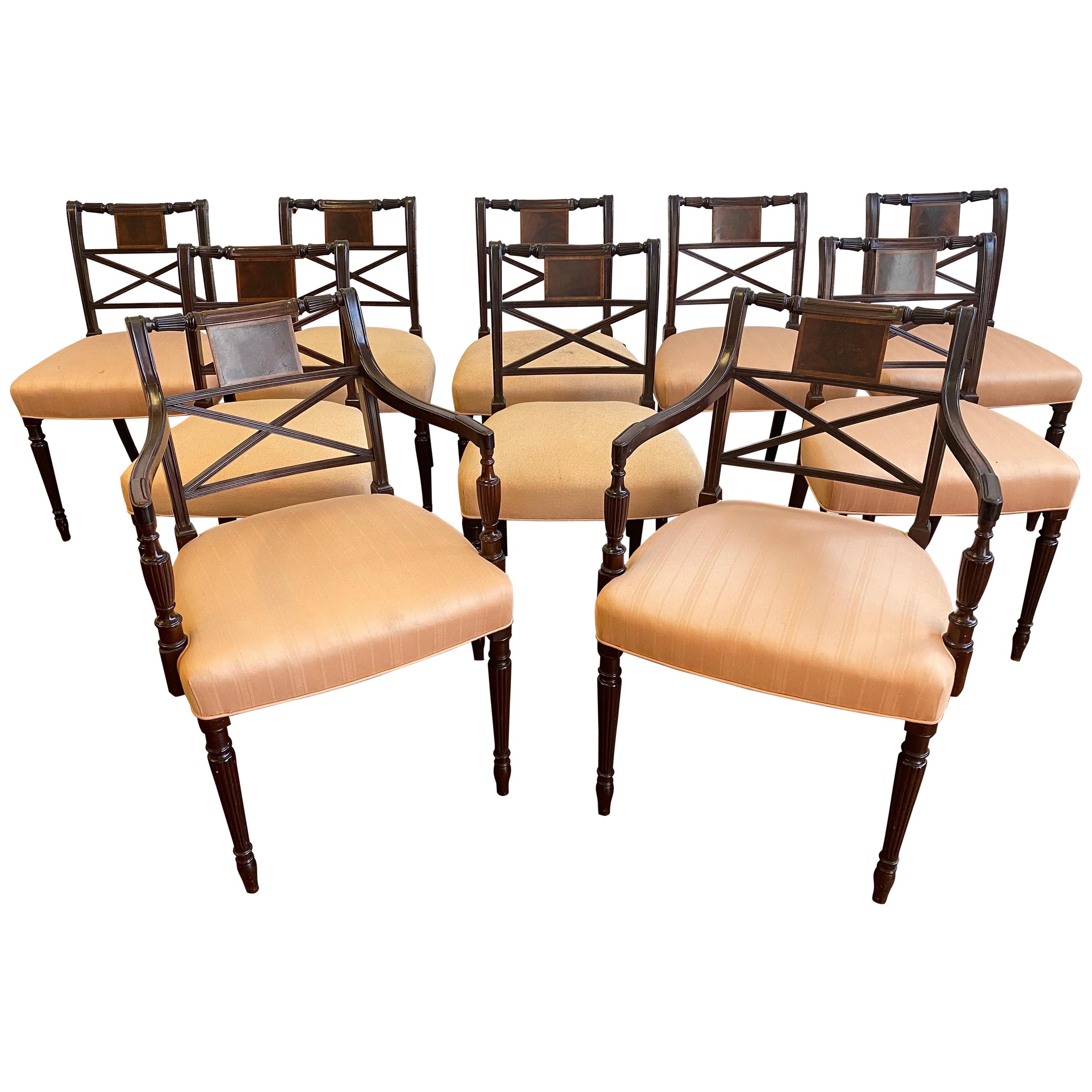 Set of 10 Mahogany Dining Chairs