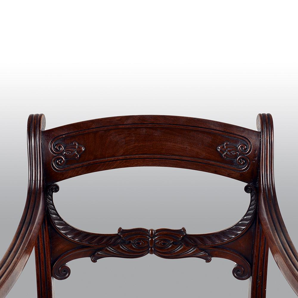 British Set of 10 Mahogany Regency Period Dinning Chairs