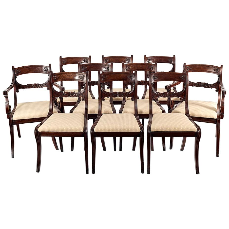 Set of 10 Mahogany Regency Period Dinning Chairs