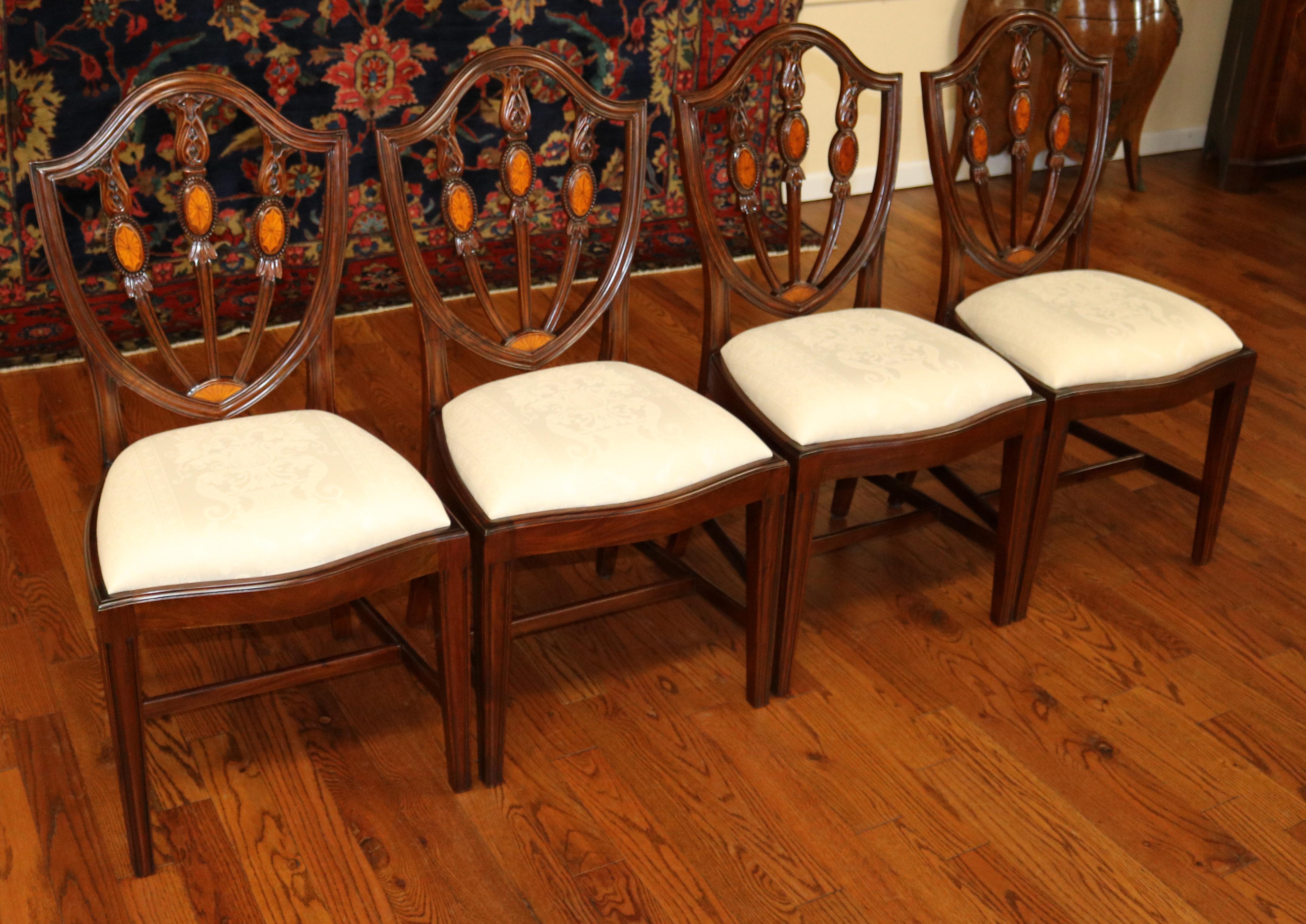 Set of 10 Mahogany Satinwood Inlaid Baltimore Federal Style Dining Chairs For Sale 4