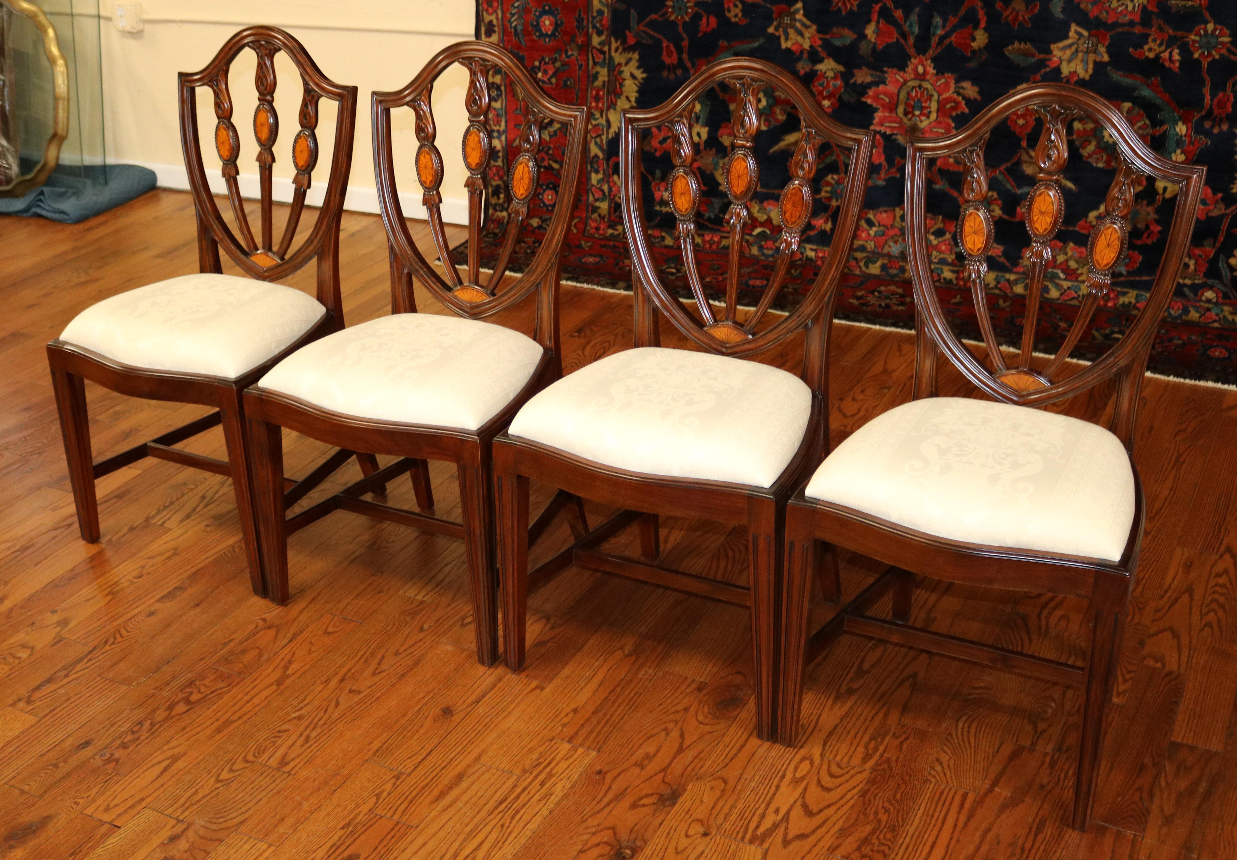 Set of 10 Mahogany Satinwood Inlaid Baltimore Federal Style Dining Chairs For Sale 5