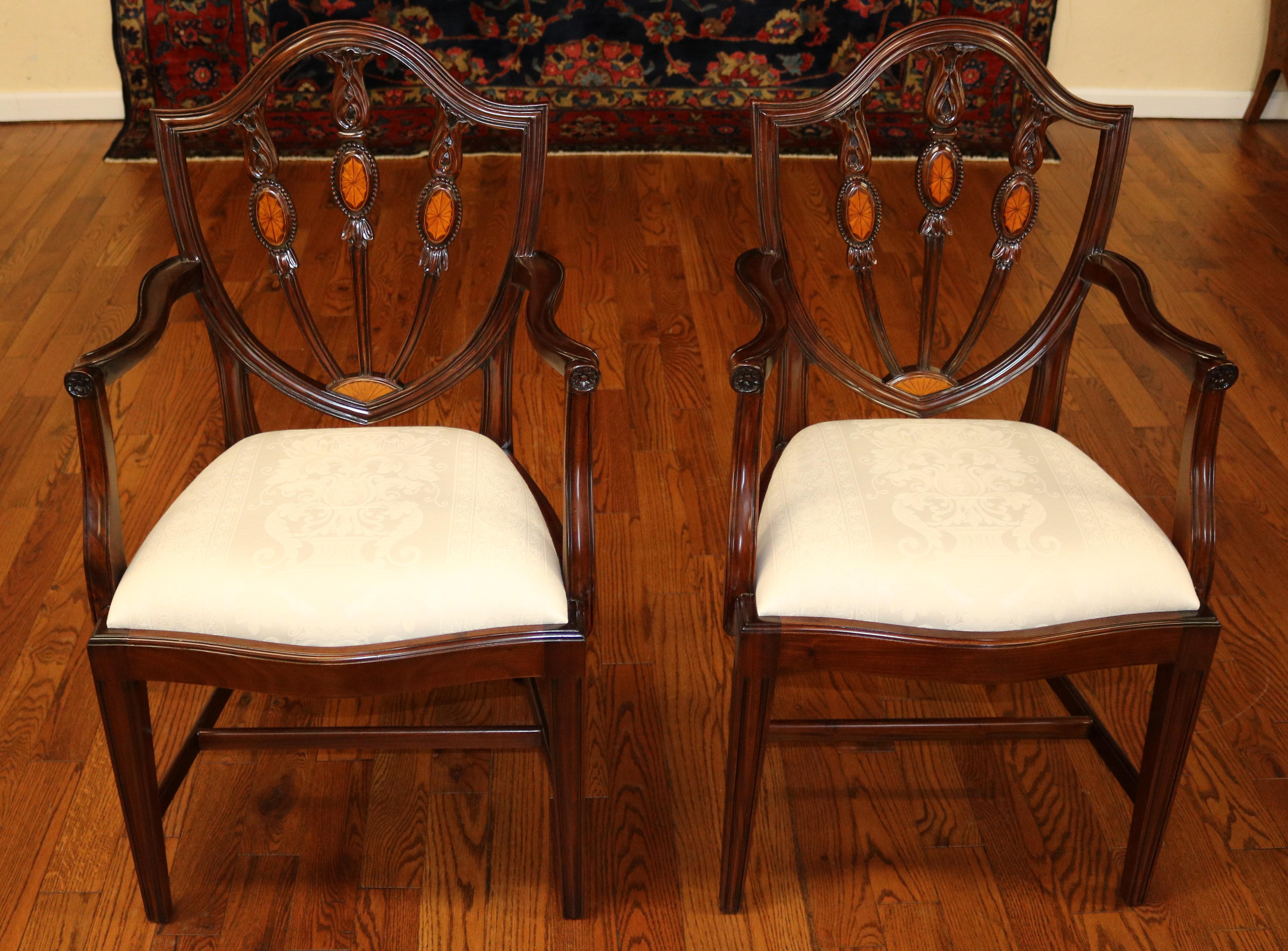 Set of 10 Mahogany Satinwood Inlaid Baltimore Federal Style Dining Chairs For Sale 8
