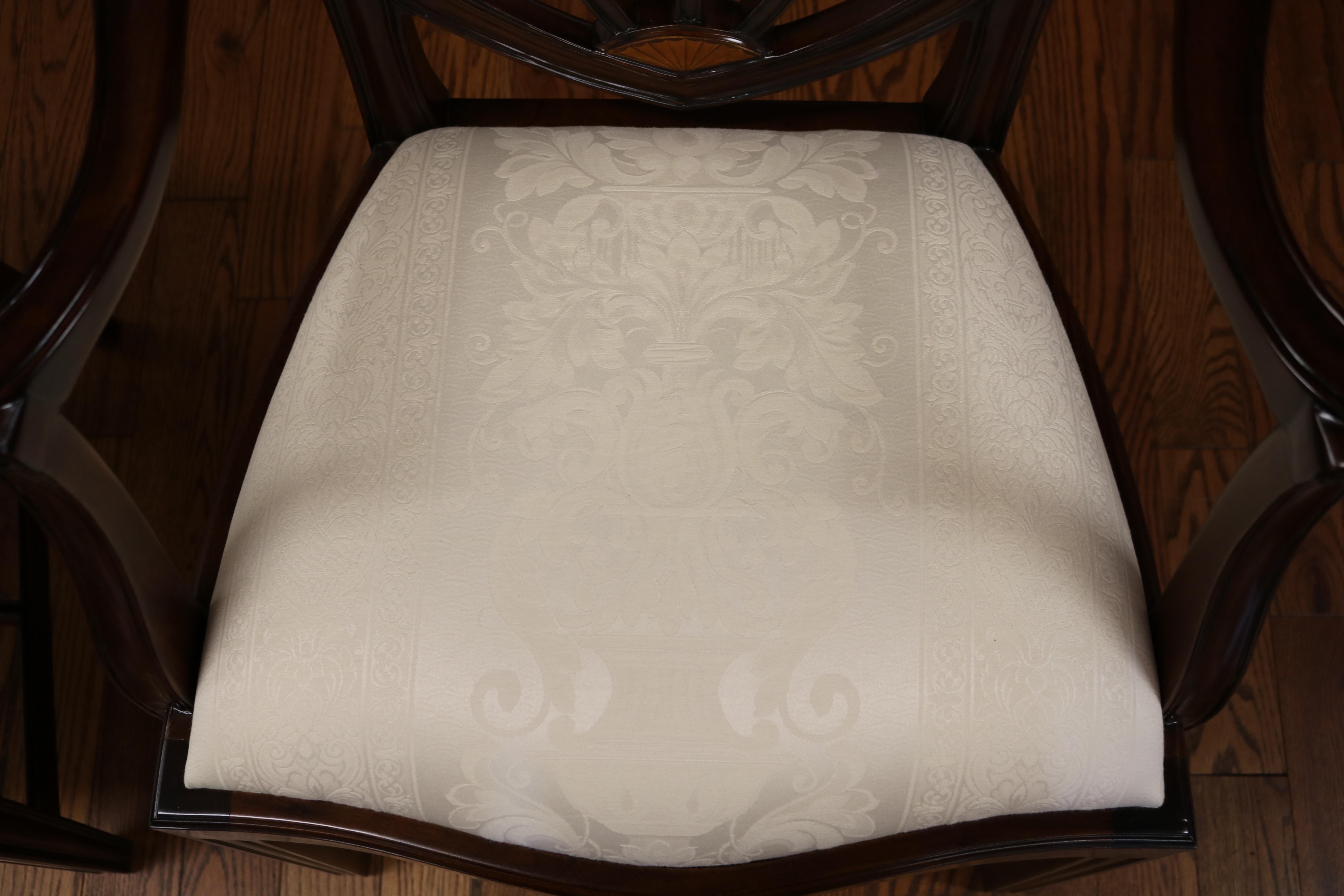 Set of 10 Mahogany Satinwood Inlaid Baltimore Federal Style Dining Chairs For Sale 10