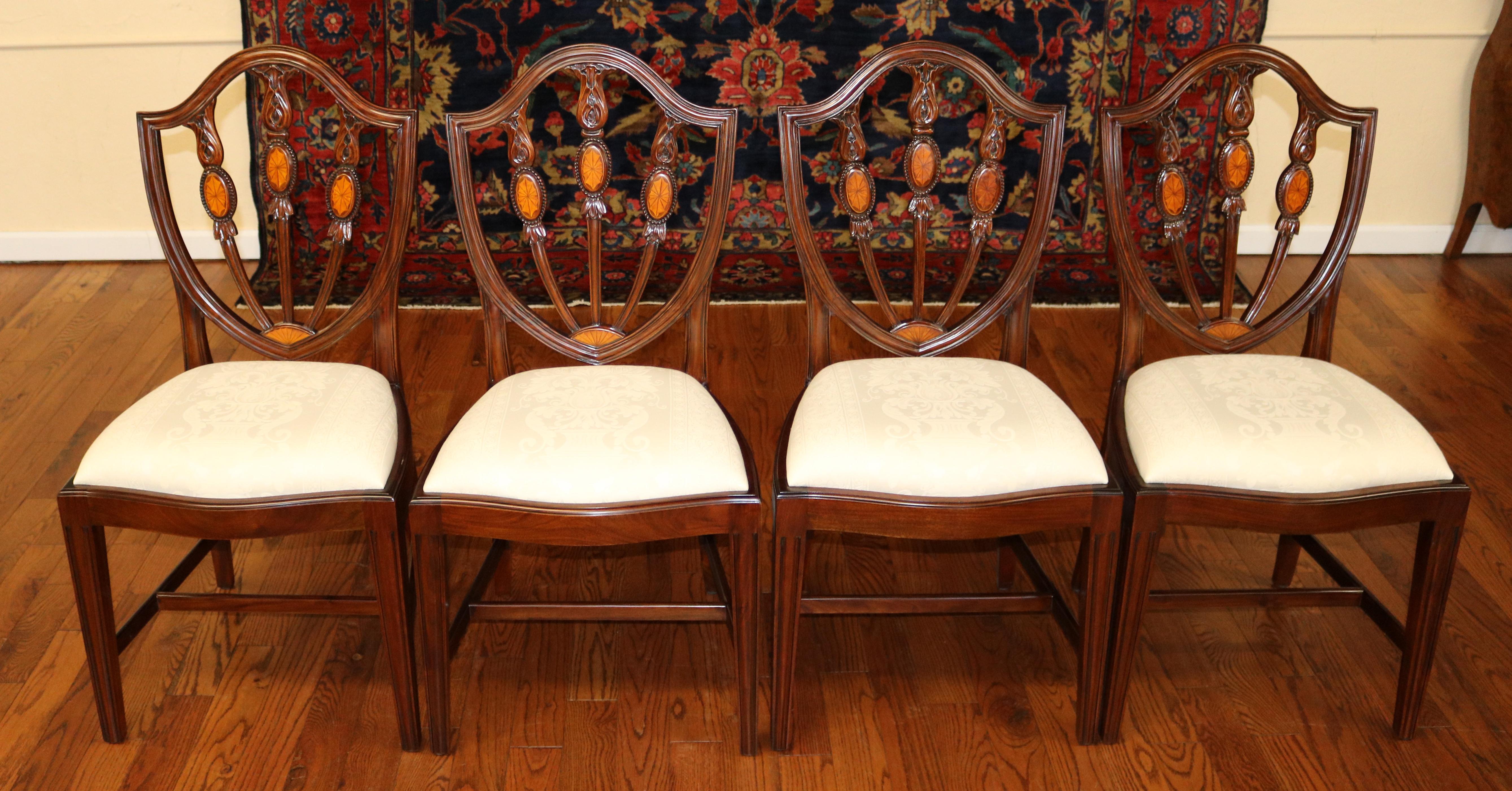 Set of 10 Mahogany Satinwood Inlaid Baltimore Federal Style Dining Chairs For Sale 3