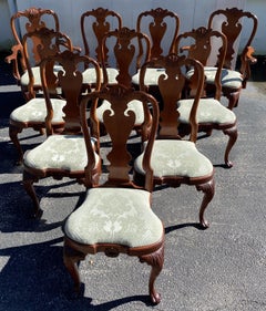 Set of 10 Mahogany Shell Carved Colonial Williamsburg Dining Chairs by Stickley